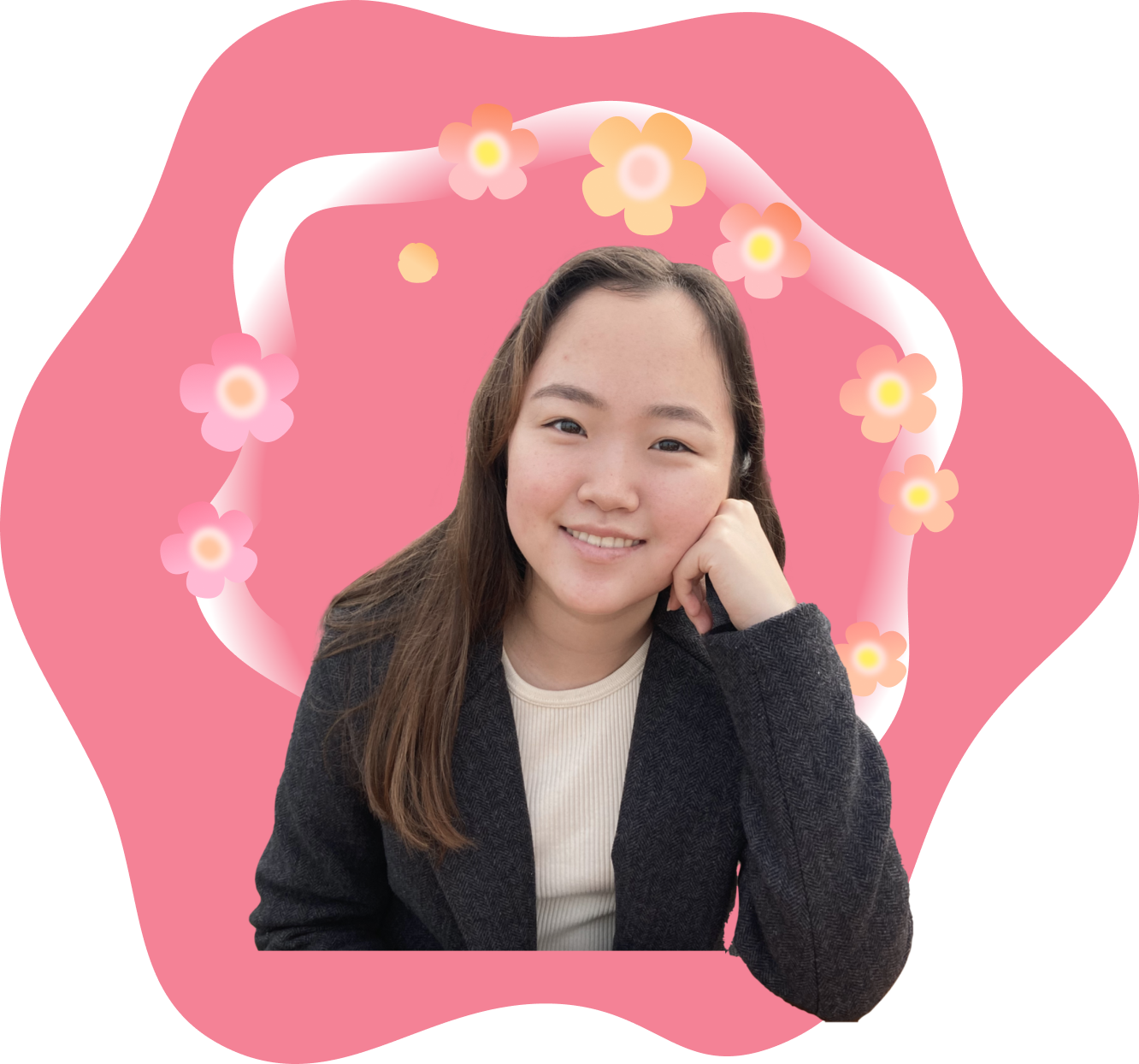 Khulan's picture with floating flowers